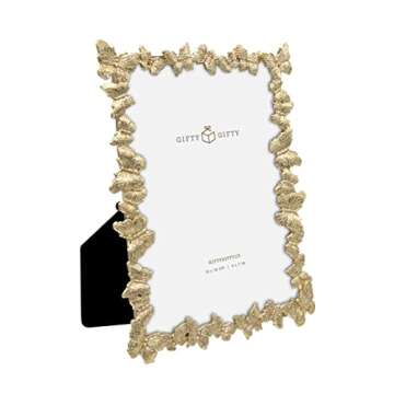 GIFTY GIFTY Gold Butterfly Photo Frame / 5x7 In | For Tabletop Display | Perfect for Home Decor, Wed...