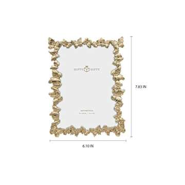 GIFTY GIFTY Gold Butterfly Photo Frame / 5x7 In | For Tabletop Display | Perfect for Home Decor, Wedding, Vacation, Graduation, Or Any Milestone Photos (Gold)