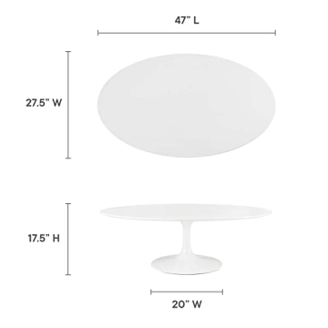 Modway Lippa 48" Oval Coffee Table - Mid-Century Modern Style