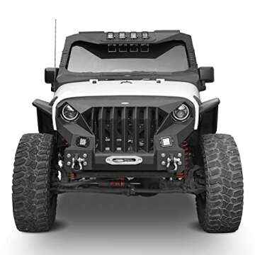 Hooke Road Mad Max Windshield Frame Cover Roof Sun Visor Cowl Body Armor for 2007-2018 Jeep Wrangler...
