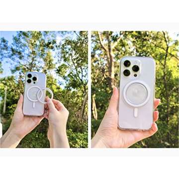 metisinno Magnetic Base Compatible with PopSocket Phone Grips and iPhone MagSafe Cases, Clear & White