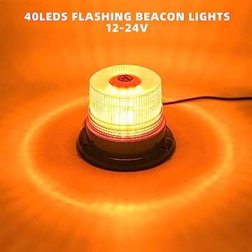 PKINGLAKE 1-Pcs Amber LED Beacon Lights 12-24V Warning Safety Flashing Emergency Roadside Strobe Min...