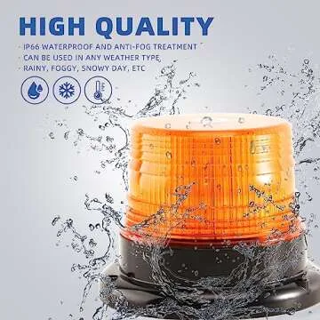 PKINGLAKE 1-Pcs Amber LED Beacon Lights 12-24V Warning Safety Flashing Emergency Roadside Strobe Mini Light Bar with Magnetic Base for Snow Plow Truck Construction Vehicles Forklift Tractor Golf Carts