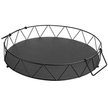 MyGift 19 Inch Round Modern Matte Black Metal Decorative Serving Tray, Coffee Table Centerpiece Base...