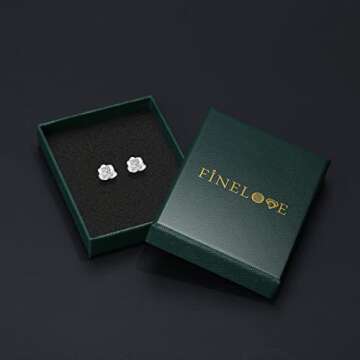 White Gold Rose Flower Stud Earrings for Women Gift