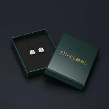 White Gold Rose Flower Stud Earrings for Women Gift