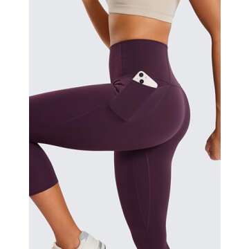 CRZ YOGA Womens Butterluxe Workout Capri Leggings with Pockets 21 Inches - High Waisted Gym Athletic Crop Yoga Deep Purple Small