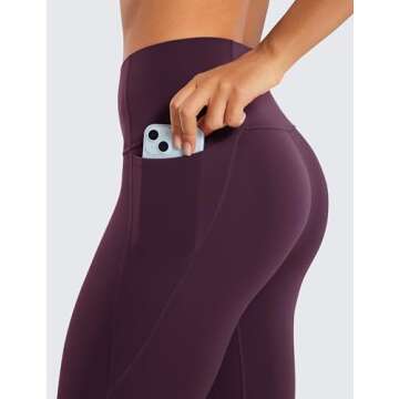 CRZ YOGA Womens Butterluxe Workout Capri Leggings with Pockets 21 Inches - High Waisted Gym Athletic Crop Yoga Deep Purple Small