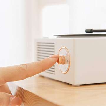 Vinyl Record Player Style Bluetooth Speaker Old Fashioned Classic Style Pink Cute Look Gift for Girls Bass Enhancement Loud Volume Speaker by Wetocke