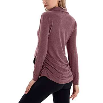 GINKANA Maternity Pullover Shirt Maternity Zipper Shirts Lapel Long Sleeve Casual Lightweight Pregna...