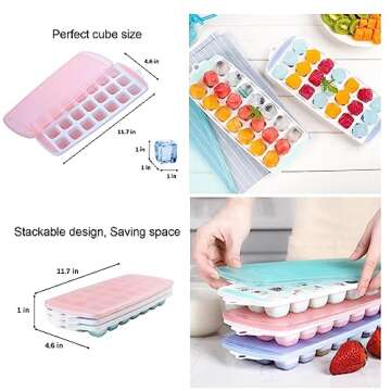 Small Ice Cube Trays with Lid for Freezer,Mini Ice Cube Trays for Freezer with Lid,Silicone Ice Cube Trays,Tiny Ice Cube Trays for Freezer,BPA Free,Easy to Remove and Perfect Cube Size