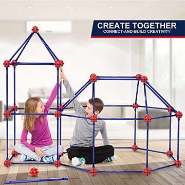 OleFun Fort Building Kit for Kids 4,5,6,7,8+Year Old Boys & Girls, 140 pcs, Creative STEM Building T...