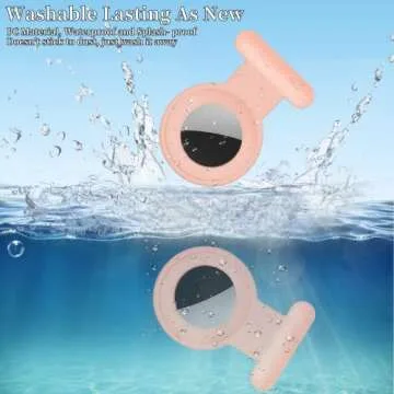 2 Pack Holder Case Compatible for Airtag Tracker, Silicone Hidden GPS Kid Airtag Holder with Invisible Pin, Anti Lost Apple Air Tag Case Cover for Toddlers, Elderly, Pet, Clothing(White and Pink)