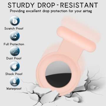 2 Pack Holder Case Compatible for Airtag Tracker, Silicone Hidden GPS Kid Airtag Holder with Invisible Pin, Anti Lost Apple Air Tag Case Cover for Toddlers, Elderly, Pet, Clothing(White and Pink)