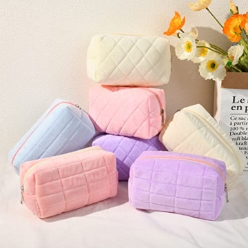 SOIDRAM Makeup Bag Plush Cosmetic Bag Cute Aesthetic Makeup Bag Pink Makeup Pouch