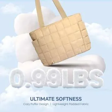 befen Tote Bag for Women, Lightweight Puffy Tote Bag with Compartments, Large 15.6 Inch Laptop Shoul...