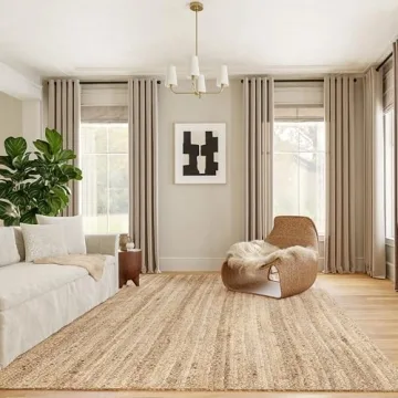 nuLOOM 8x10 Rigo Jute Hand Woven Area Rug, Natural, Solid Farmhouse Design, Natural Fiber, For Bedro...