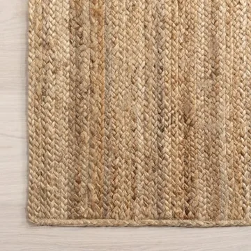 nuLOOM 8x10 Rigo Jute Hand Woven Area Rug, Natural, Solid Farmhouse Design, Natural Fiber, For Bedroom, Living Room, Dining Room, Hallway, Office, Kitchen, Entryway