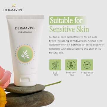 Dermavive Hydra Cleanser – Gentle Soap-Free Face Wash with Colloidal Oatmeal and Vitamin E for Sensitive & Dry Skin – Hydrating, Moisturizing Facial Cleanser for All Skin Types – 120ml / 4.05 Oz