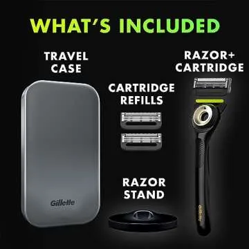 GilletteLabs with Exfoliating Bar by Gillette Mens Razor, 5 Bladed Razor, Closeness and Comfort, Includes Travel Case and Razor Stand, Handle + 3 Blade Refills