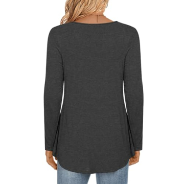 LONGYUAN Women's Casual Dark Grey Long Sleeve Tunic
