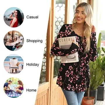 LONGYUAN Women's Casual Dark Grey Long Sleeve Tunic