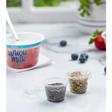 Plastimade Clear Portion Cups with Lids - 200 Pack