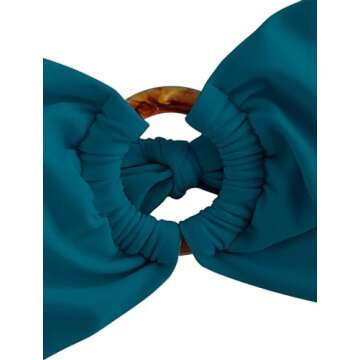 ZAFUL Women's Bandeau Bikini O Ring Strapless Tie Back High Cut Two Piece Swimsuit Bathing Suits (1-Peacock Blue, M)