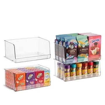 Set Of 4 Stackable Clear Pantry Organizer Bins for Versatile Kitchen Storage Solutions