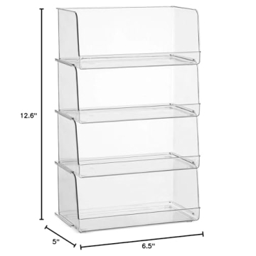 Stackable Clear Pantry Organizer Bins for Efficient Storage