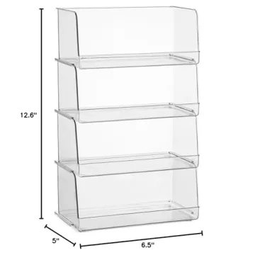 Stackable Clear Pantry Organizer Bins for Efficient Storage