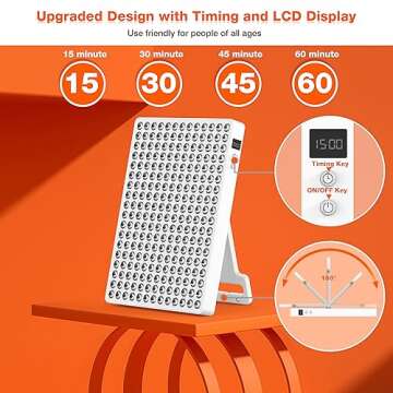 Red Light Therapy with Timing and 180° Adjustable Stand, Deep 660/850nm Near Infrared& Red Light Th...