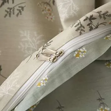 BuLuTu Twin Khaki Duvet Cover Set with Lychee Flower Pattern Reversible Soft Duvet Cover Set Reverse Side Sage Green with Garden Floral Comforter Cover 100% Cotton for Girls with Zipper&Conner Ties