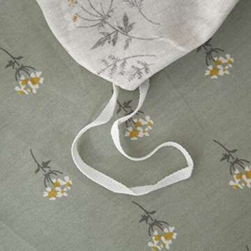 BuLuTu Twin Khaki Duvet Cover Set with Lychee Flower Pattern Reversible Soft Duvet Cover Set Reverse Side Sage Green with Garden Floral Comforter Cover 100% Cotton for Girls with Zipper&Conner Ties