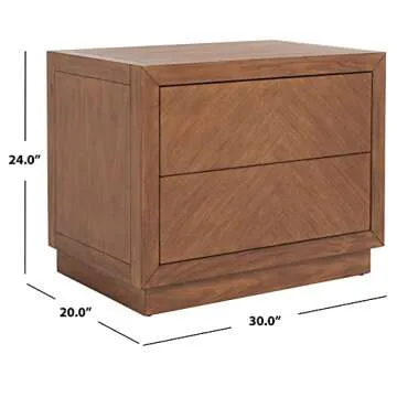 SAFAVIEH Couture Home Collection Steve Brown 2-Drawer Wood Nightstand Table (Fully Assembled)