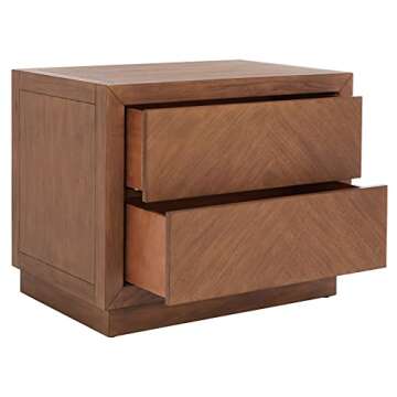 SAFAVIEH Couture Home Collection Steve Brown 2-Drawer Wood Nightstand Table (Fully Assembled)