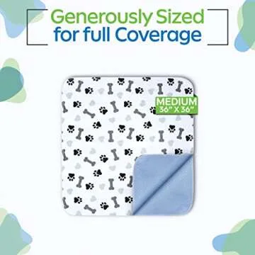 GREEN LIFESTYLE Washable Pee Pads for Dogs - Waterproof Reusable