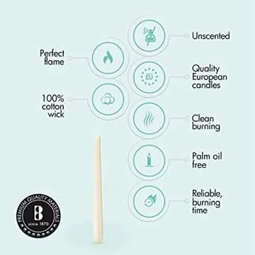BOLSIUS 60 Count Household Ivory Taper Candles - 10 Inches - Premium European Quality - 8 Hours Burn Time - Unscented Dripless and Smokeless Home Decor, Restaurant, Wedding, and Party Candlesticks
