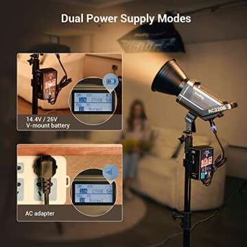 SmallRig RC 220B 220W Bi-Color LED Video Light 2700K-6500K 84500 Lux@3.3ft Continuous Lighting CRI 95+ TLCI 96+ w/Bowens Mount, Manual and App Control Remotely Professional Studio Spotlight