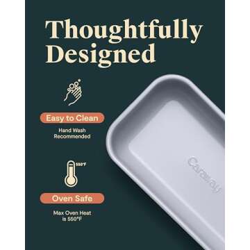 Caraway Non-Stick Ceramic 1 lb Loaf Pan - Naturally Slick Ceramic Coating - Non-Toxic, PTFE & PFOA Free - Perfect for Pound Cakes, Breads, & More - Gray