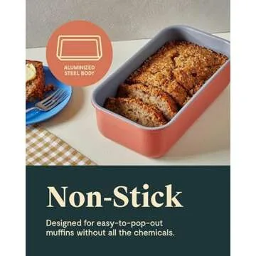 Caraway Non-Stick Ceramic 1 lb Loaf Pan - Naturally Slick Ceramic Coating - Non-Toxic, PTFE & PFOA Free - Perfect for Pound Cakes, Breads, & More - Gray