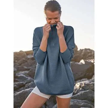 ANRABESS Women's Cozy Quarter Zip Sweater for Fall Fashion