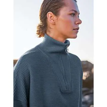 ANRABESS Women's Cozy Quarter Zip Sweater for Fall Fashion