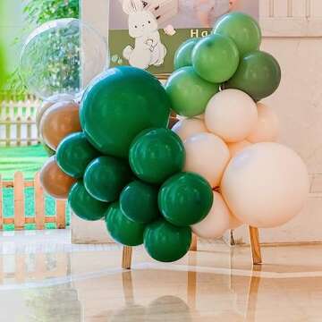 130pcs Dark Green Balloons Garlands Kit, 18" 12" 10" 5" Different Sizes Pack Green Latex Balloon Arch for Birthday Dinosaur Baby Shower Jungle Forest Theme Party Decorations(With 2 Ribbons)