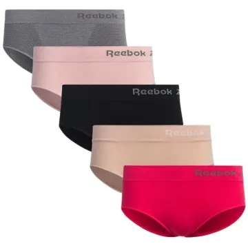 Reebok Women's Hipster Panties - 5 Pack Breathable Stretch Performance Hipster Briefs - Seamless Und...