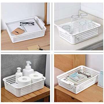 Lawei 8 Pack Plastic Storage Baskets - Colorful Paper Organizer Baskets Plastic Shelf Bins with Handles, Classroom Office File Holder for Home Office School