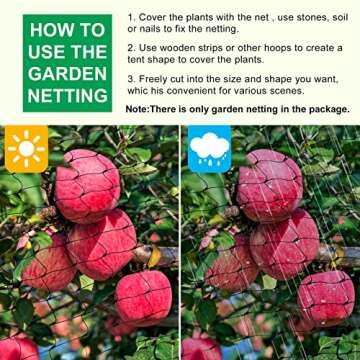 Unves Bird Netting, 13x33 Feet Heavy Duty for Gardens