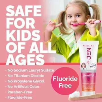 Dr Jen|Kids Toothpaste: 10% Nano Hydroxyapatite Toothpaste Whitening-Fluoride Free Toothpaste Sensitive Teeth Support for Kids-(Strawberry)