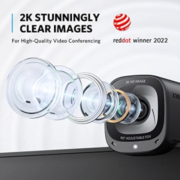 Anker C200 2K Webcam with Microphone and AI Noise Canceling