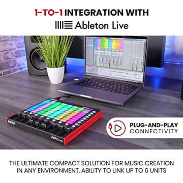AKAI Professional APC Mini MK2 - USB MIDI Pad Controller for Clip Launching with Ableton Live Lite, ...